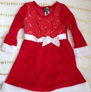 Santa style fit and flare dress with bow waist
